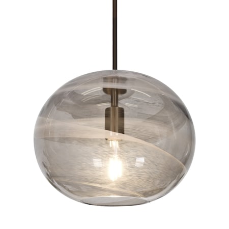 Besa Lighting Geno Stem Pendant, Vapor Smoke, Bronze Finish, 1x7W LED Filament 1TT-GENOSM-EDIL-BR